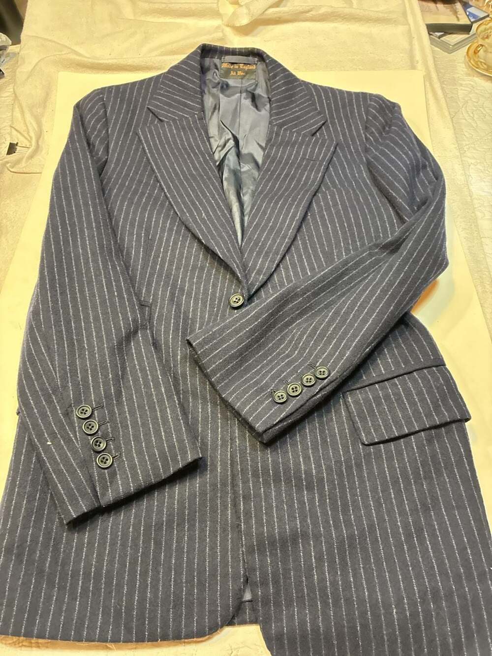 Wilkes Bashford Pinstripe Blazer Sport Coat All Wool Made In England